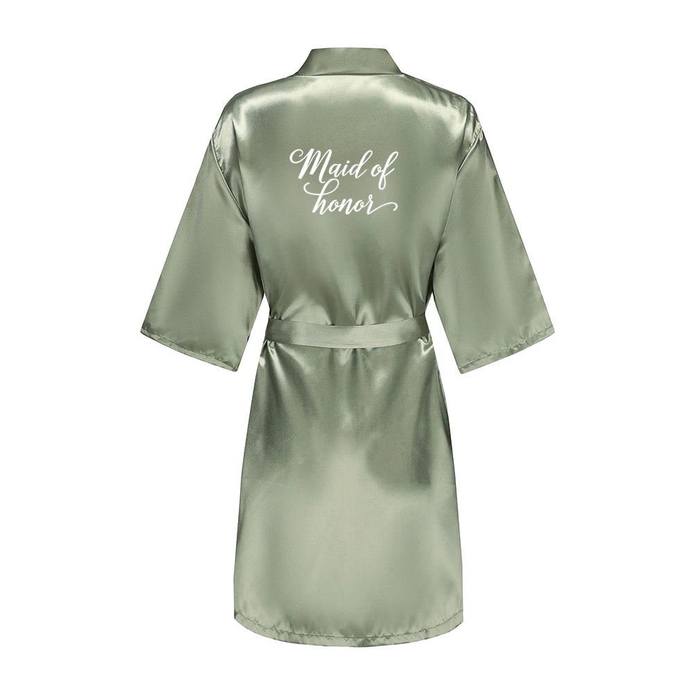Kimono Mi-long Mariée en Satin Élégant - blanc ou vert