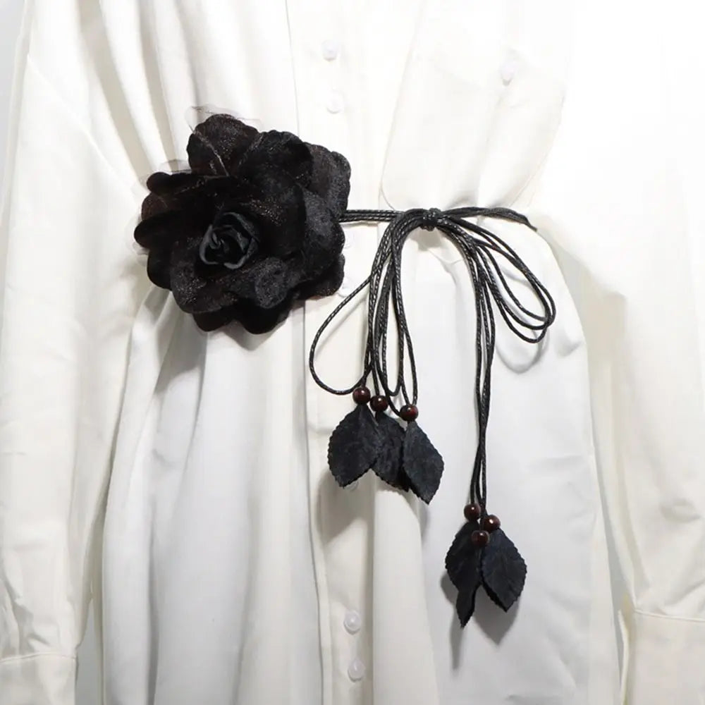 Ceinture Longue Femme Style Kimono avec Grande Fleur Décorative