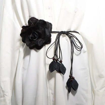Ceinture Longue Femme Style Kimono avec Grande Fleur Décorative