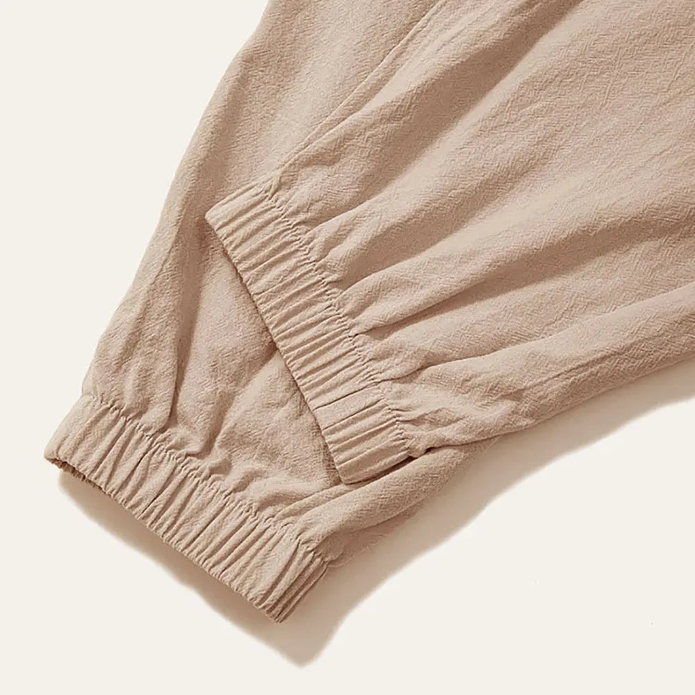 Pantalon Sarouel Homme Décontracté en Coton et Lin