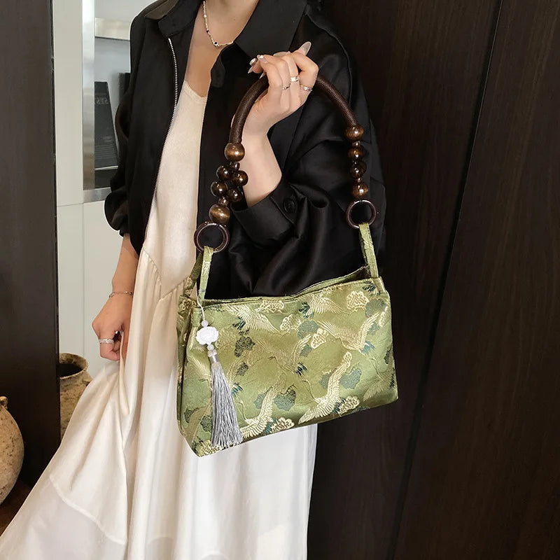 Sac Perle en Bois - Noir, Bleu, Vert
