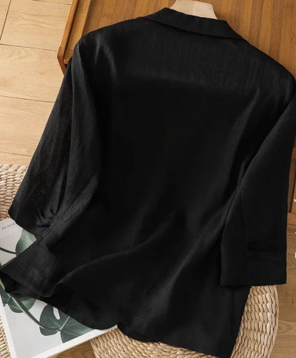 Blazer Femme Uni à Manches Courtes - Style Décontracté