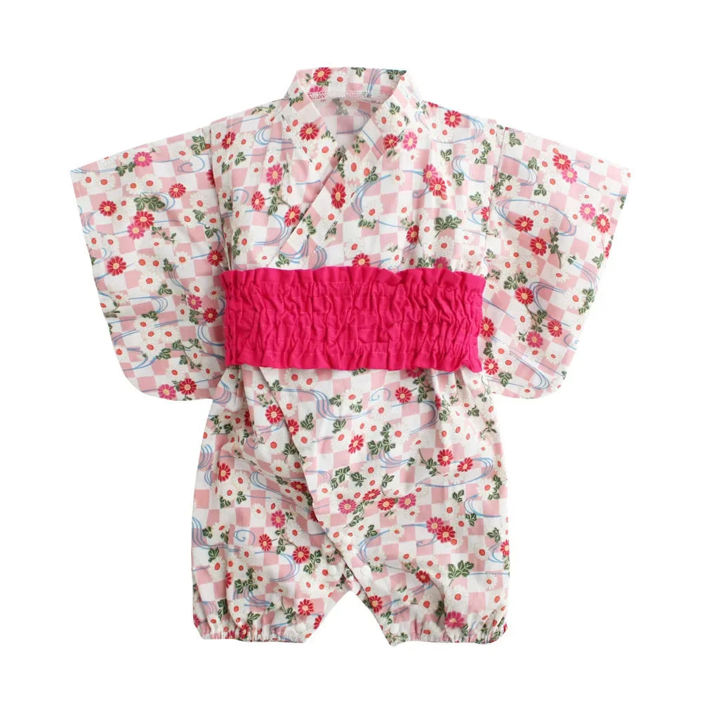 Kimono Bébé Fille en Coton Motif Fleur - Style Japonais & Coréen