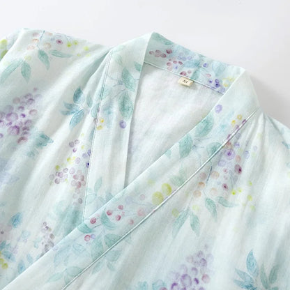 Pyjama Femme en Coton à Manches Courtes et Motif Floral