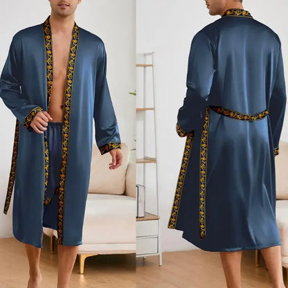 Kimono Mi-long Homme en Satin Doux et Confortable