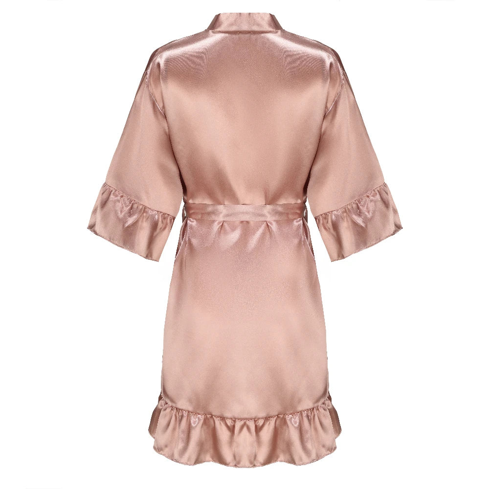 Kimono Mi-long Satiné pour Mariée - Élégance et Confort