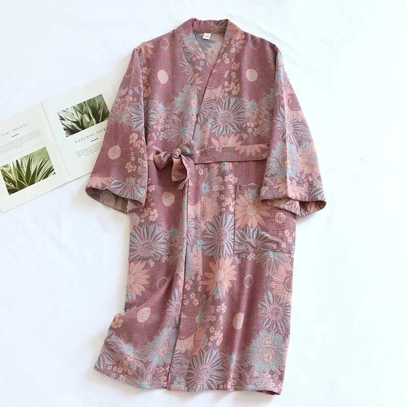 Kimono Mi-long Imprimé en Coton - Confort & Style