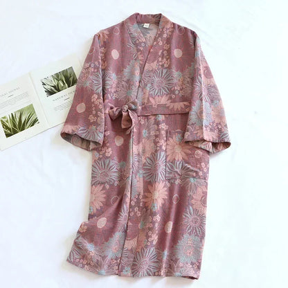 Kimono Mi-long Imprimé en Coton - Confort & Style
