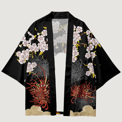 Kimono Court Unisexe Style Japonais avec Motifs Chats