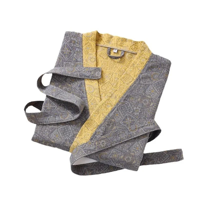 Kimono Mi-long Imprimé en Coton pour Femme