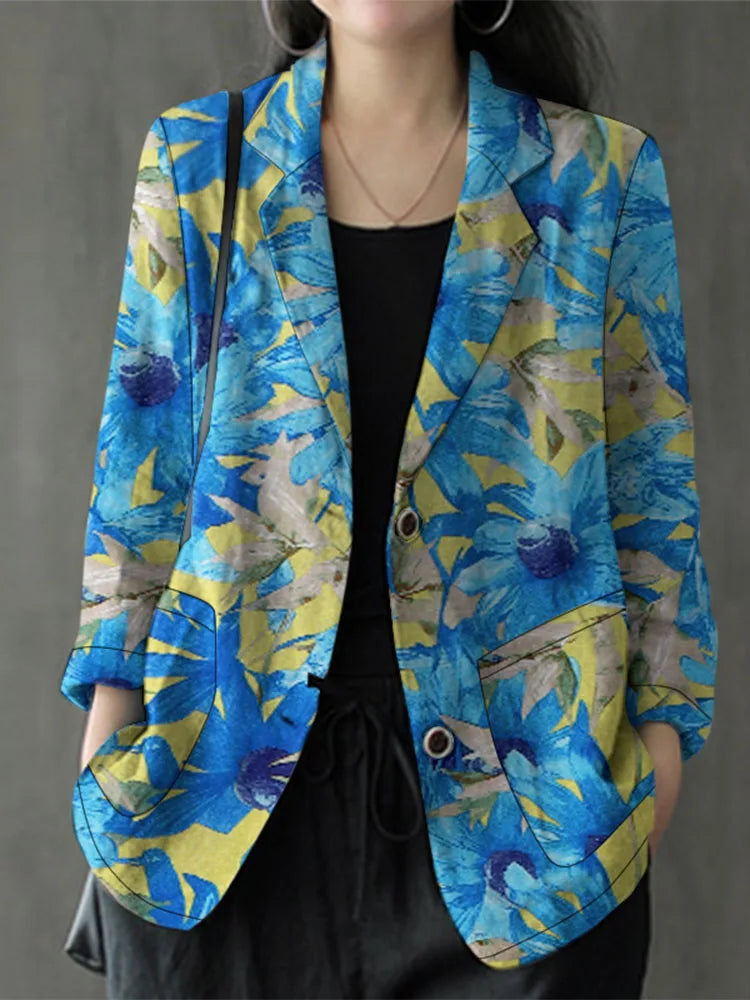 Blazer Léger Femme à Revers avec Poches