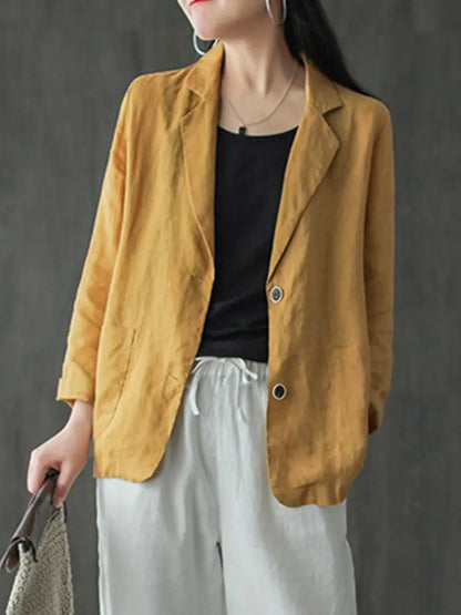 Blazer Léger Femme à Revers avec Poches