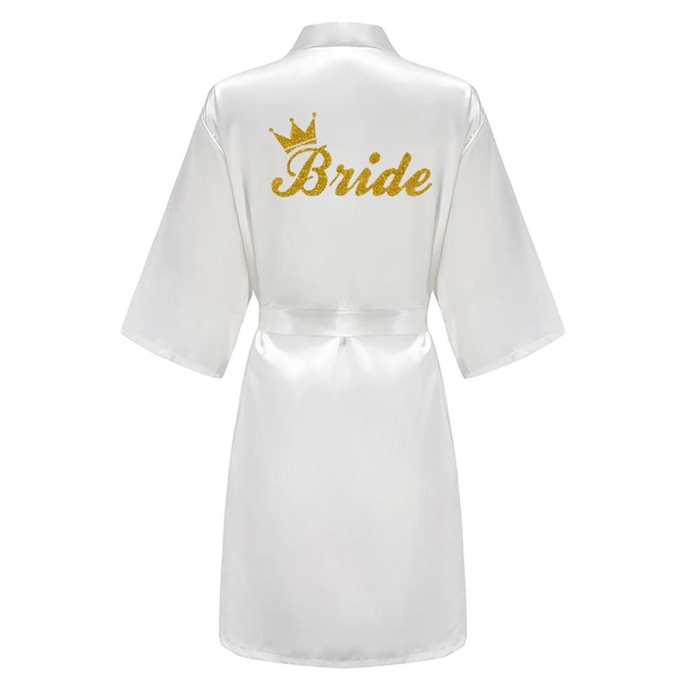 Kimono Mi-long Mariée en Satin Élégant - blanc ou vert