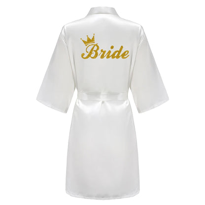 Kimono Mi-long Mariée en Satin Élégant - blanc ou vert