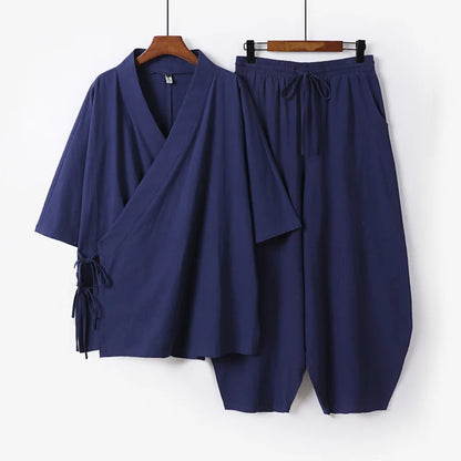 Ensemble Kimono et Pantalon Homme Style Japonais Vintage