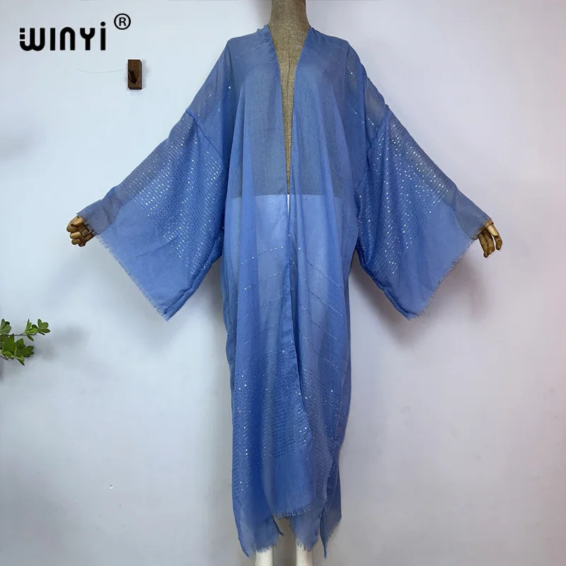 Kimono Long Bohème Imprimé pour Femme - Style Léger et Transparent