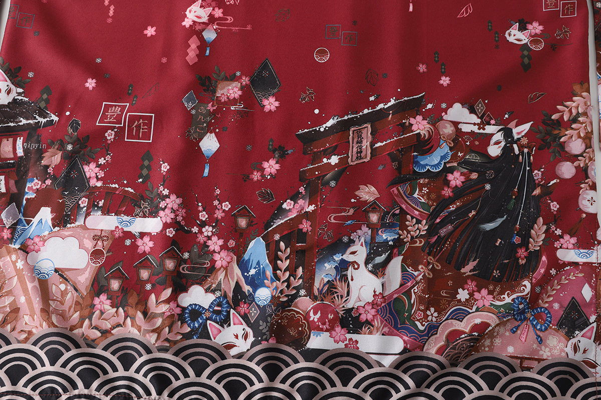 Kimono Court Léger Motif Japonais - Style Asiatique