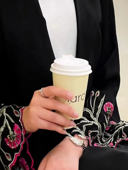 Kimono Long Abaya Brodé pour Femme - Style Décontracté