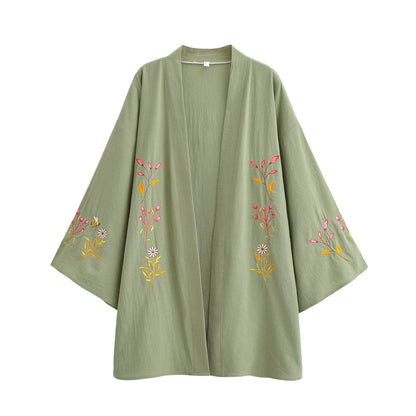 Kimono Court Fleuri Femme Style Bohème