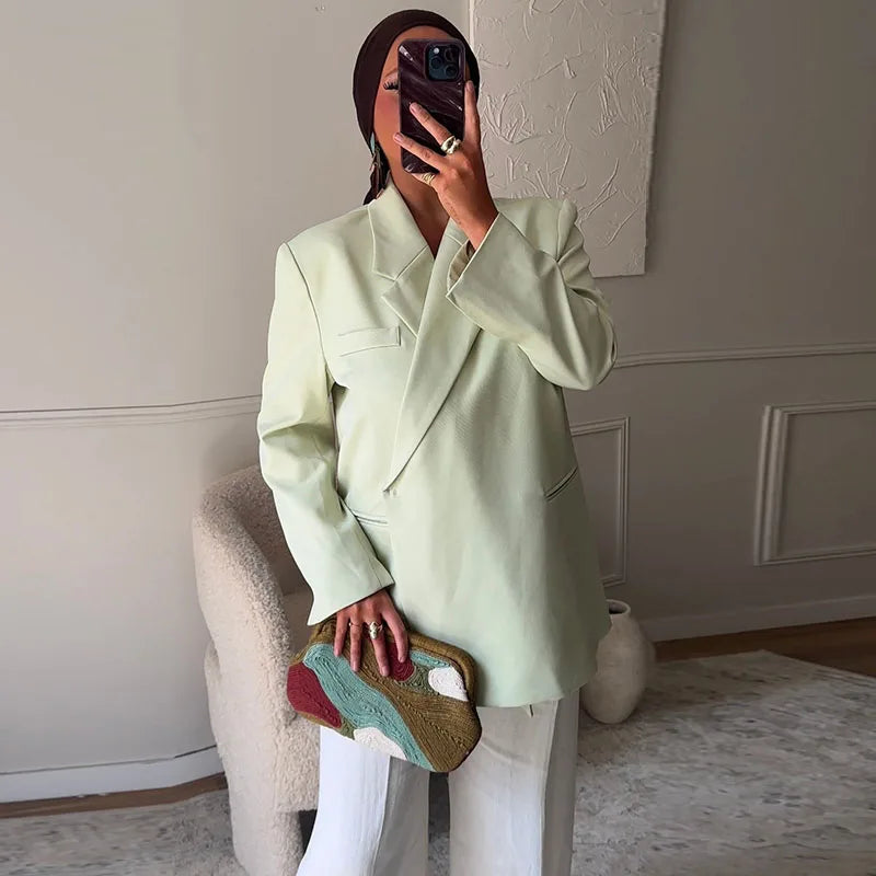 Blazer Femme Casual Coupe Ample Manches Courtes