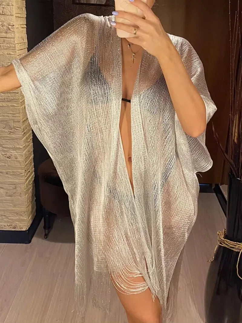 Kimono Long Femme Plage Léger et Transparent - Style Bohème Chic