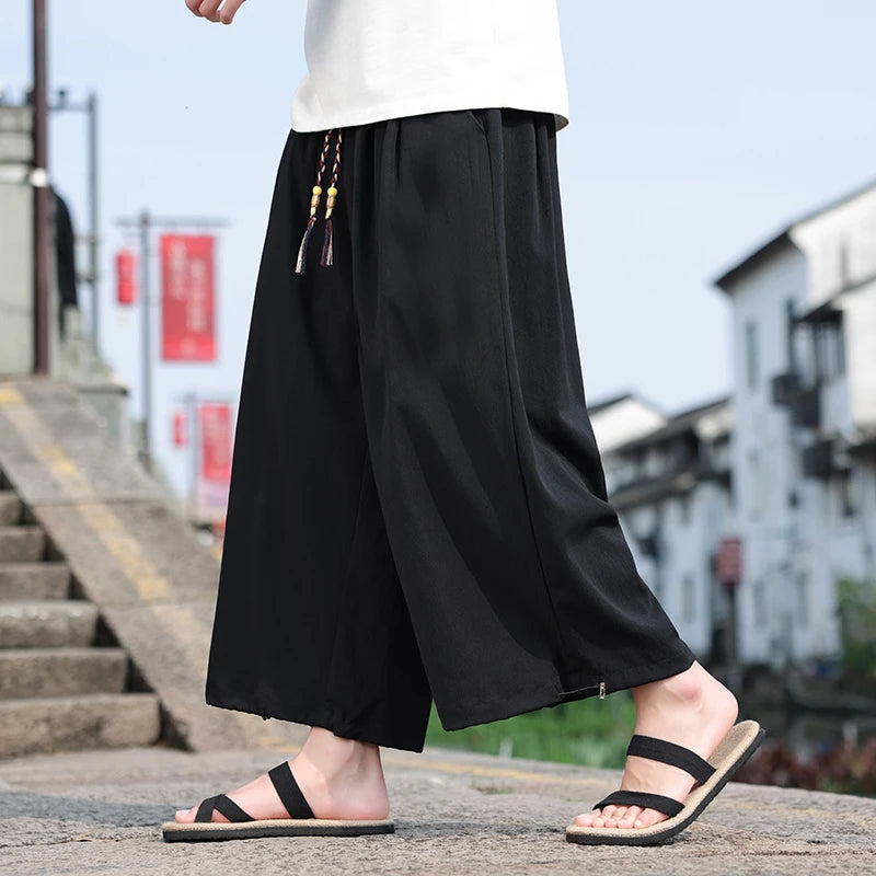 Pantalon Homme Casual Large à Taille Élastique - Confort d'Été