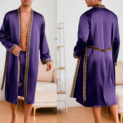 Kimono Mi-long Homme en Satin Doux et Confortable