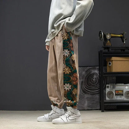 Pantalon Homme Large en Coton, Taille Élastique, Style Casual