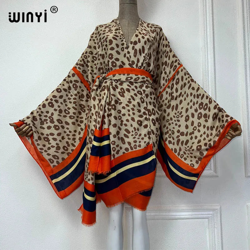 Kimono Mi-long Imprimé Léopard Femme - Style Bohème Chic