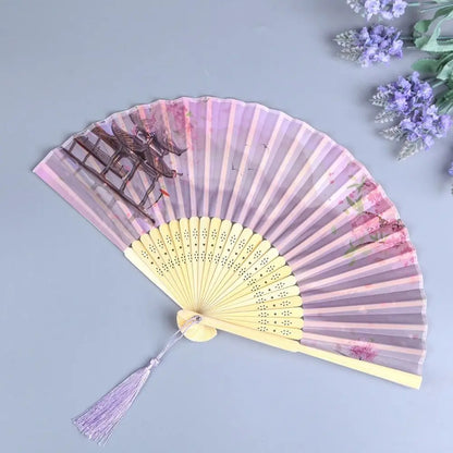 Éventail Pliant en Soie et Bambou - Style Japonais/Chinois - Accessoire de Danse & Décoration