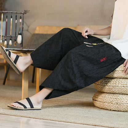Pantalon Harem Homme en Coton et Lin - Style Chinois Traditionnel