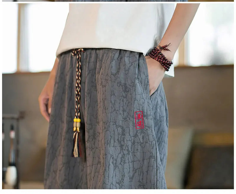 Pantalon Harem Homme en Coton et Lin - Style Chinois Traditionnel