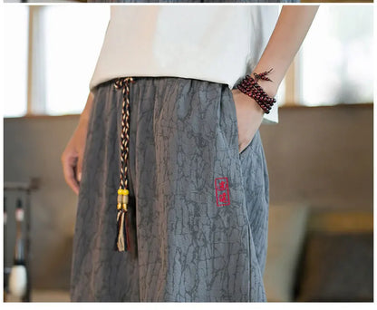 Pantalon Harem Homme en Coton et Lin - Style Chinois Traditionnel