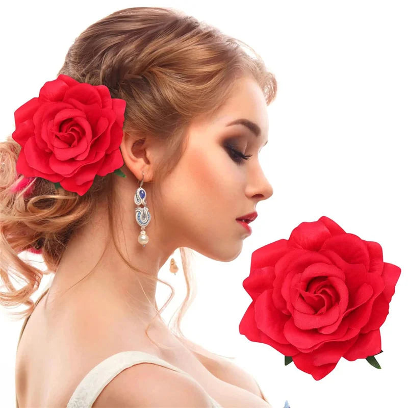 Pince à Cheveux Fleur Rose Satinée pour Femme