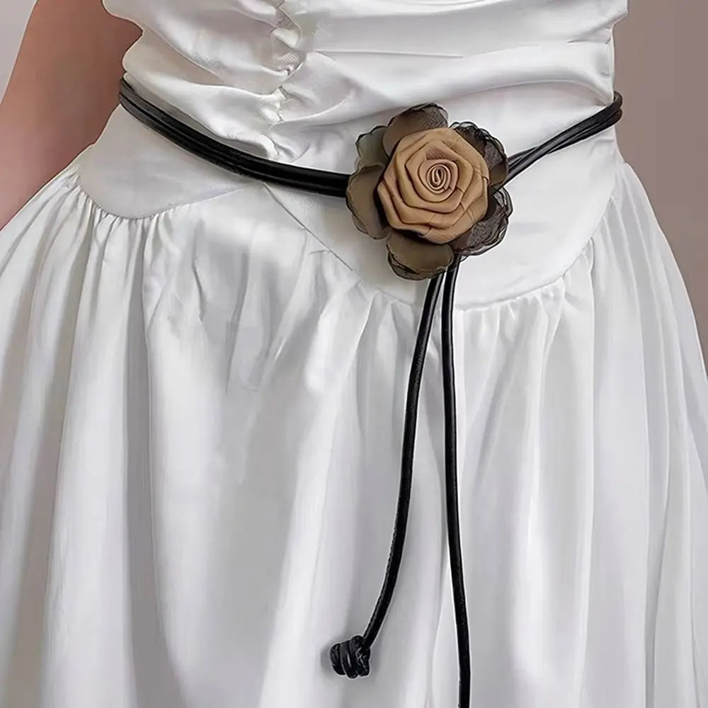Ceinture Fine Style Kimono en Faux Cuir pour Femme