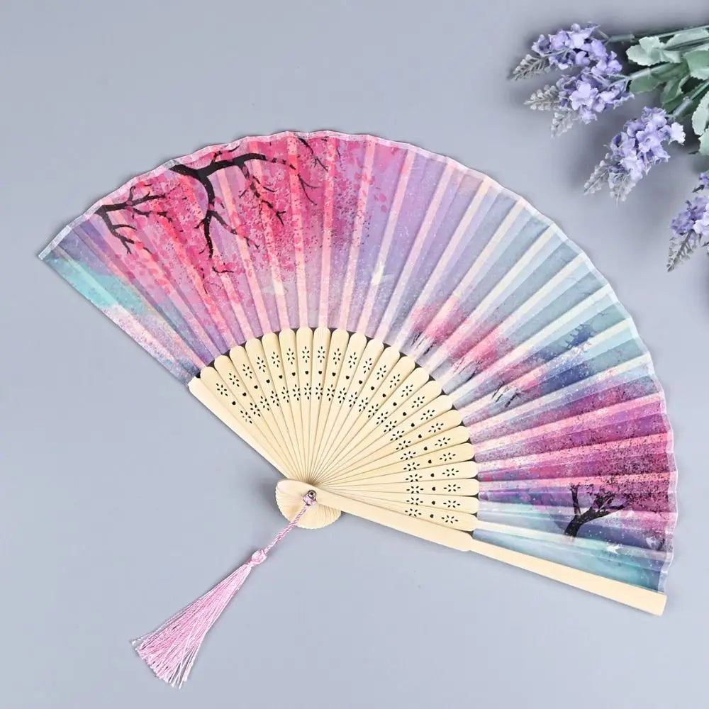 Éventail Pliant en Soie et Bambou - Style Japonais/Chinois - Accessoire de Danse & Décoration