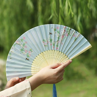 Éventail Pliant en Soie et Bambou - Style Japonais/Chinois - Accessoire de Danse & Décoration