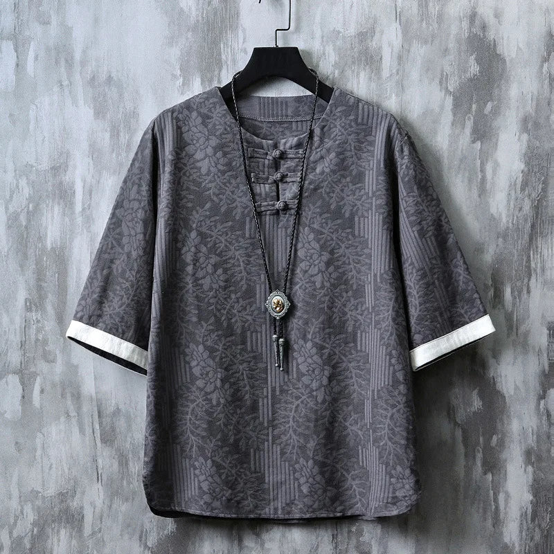 T-Shirt Kimono Homme Court Style Décontracté Imprimé