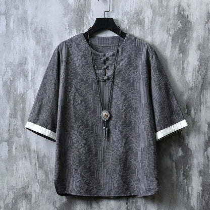 T-Shirt Kimono Homme Court Style Décontracté Imprimé