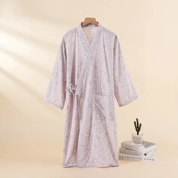 Kimono Chemise de Nuit en Coton Fleuri