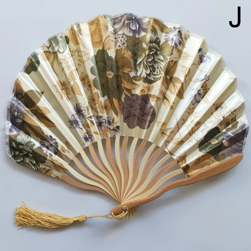 Éventail Vintage Pliant en Soie et Bambou - Style Traditionnel