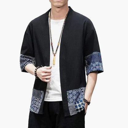 Cardigan Kimono Homme en Coton - Style Traditionnel Asiatique