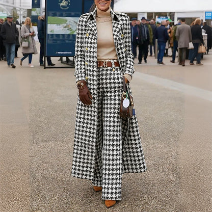 Ensemble Veste et Pantalon Pied-de-Poule Élégant pour Femme