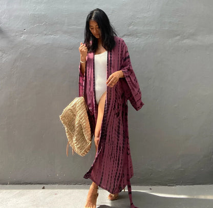 Kimono Long Femme Style Bohème- Motif Tie and Dye