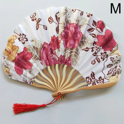 Éventail Vintage Pliant en Soie et Bambou - Style Traditionnel