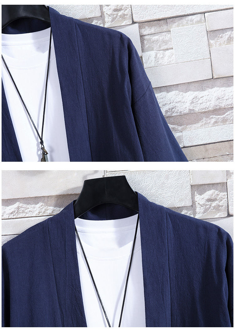 Kimono Court Mixte en Coton et Lin