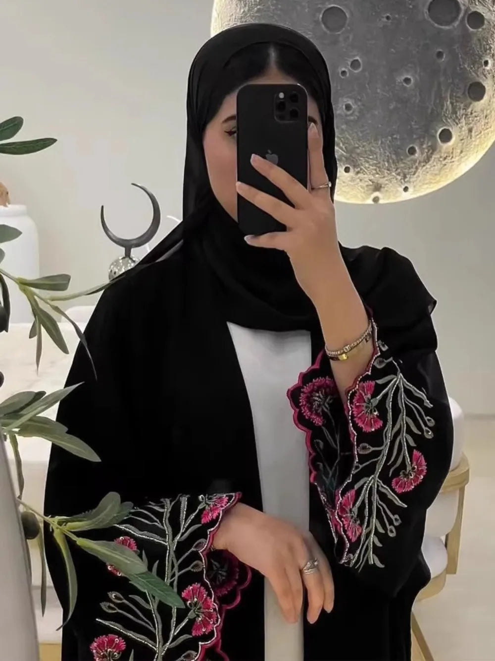 Kimono Long Abaya Brodé pour Femme - Style Décontracté