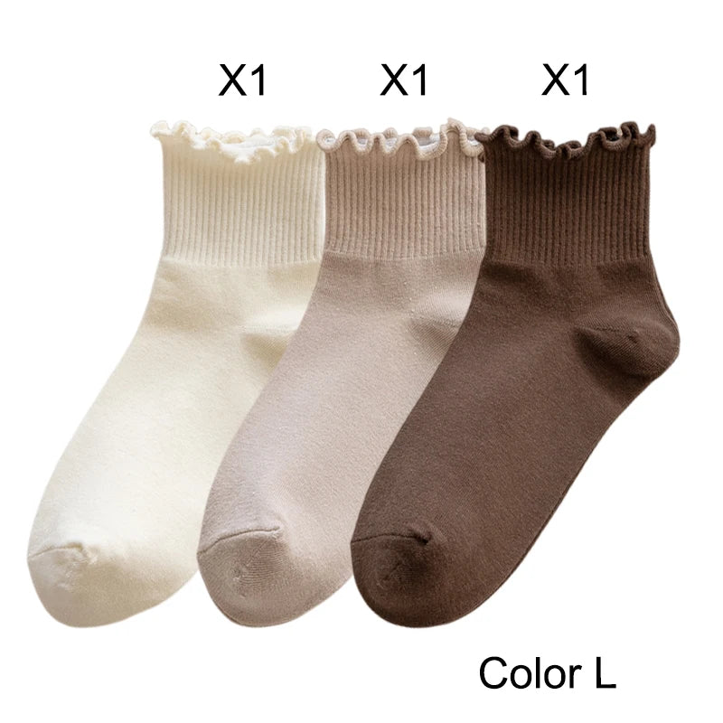 Lot de 3 Paires de Chaussettes Femme Coton Style Japonais - Confortables et Casual