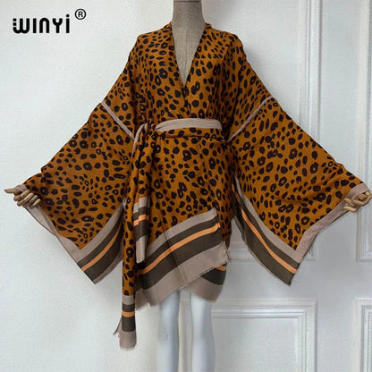 Kimono Mi-long Imprimé Léopard Femme - Style Bohème Chic