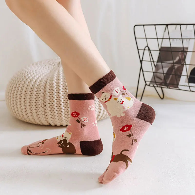 Chaussettes Femme Coton Motif Cartoon - Mi-Mollet